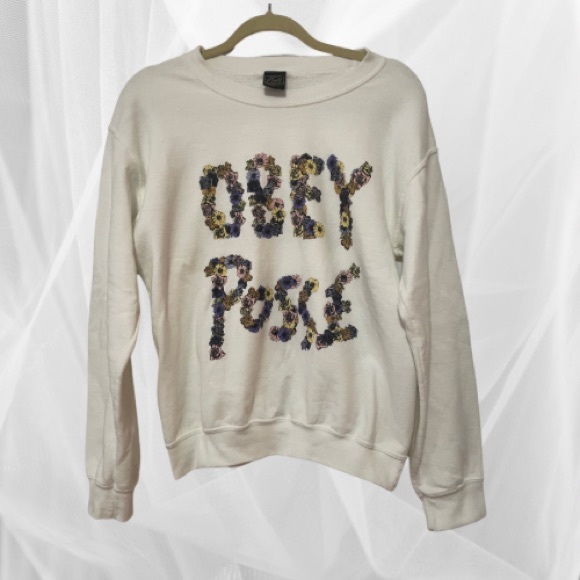 Obey posse white floral crew neck sweater - Picture 2 of 4